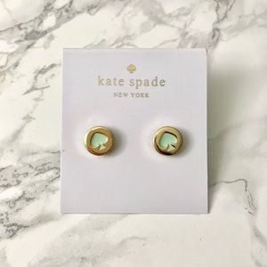 Kate Spade Spot the Spade Stud Earrings Gold/Mint